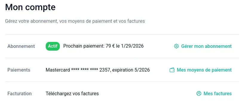 Carte Mon compte