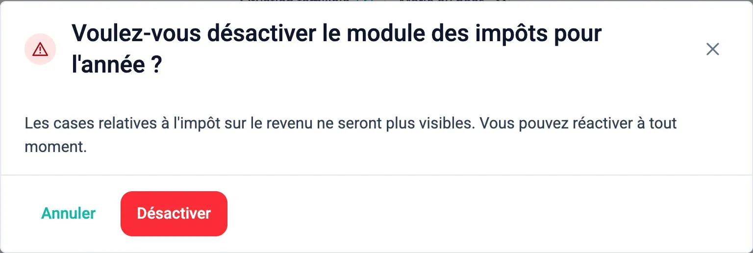 Confirmation de désactivation du module