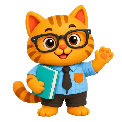 La mascotte Orthophinance fait coucou en tenant le manuel