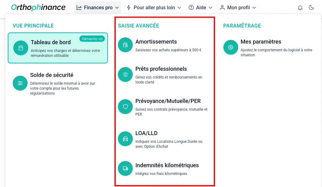Menu saisi avancée