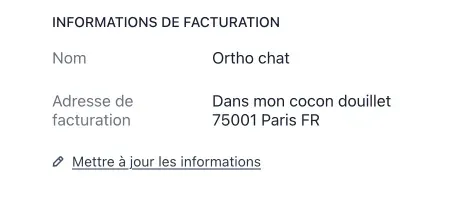Section Informations de facturation
